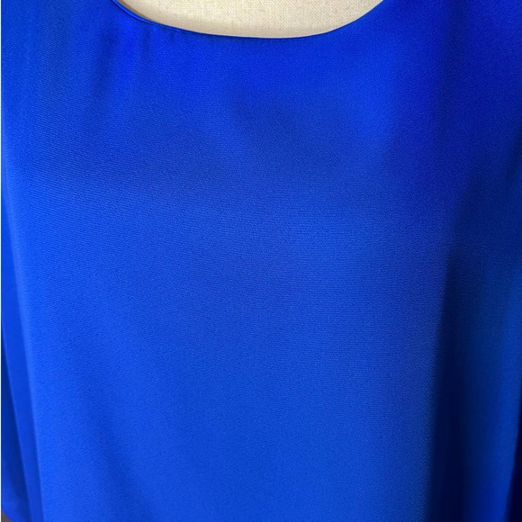 Perfectly Priscilla Shift Dress Size 2XL in Blue Roll Tab Sleeves - Picture 2 of 6